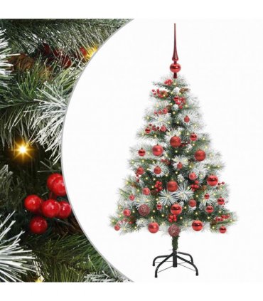 vidaXL Artificial Hinged Christmas Tree with Cones and Berries 120 cm