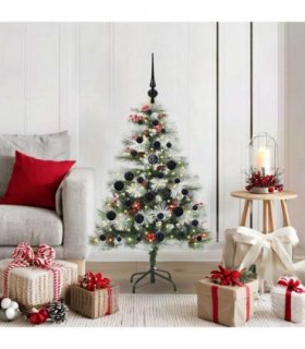 vidaXL Artificial Hinged Christmas Tree with Cones and Berries 120 cm