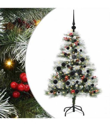 vidaXL Artificial Hinged Christmas Tree with Cones and Berries 120 cm