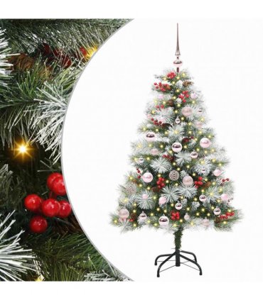 vidaXL Artificial Hinged Christmas Tree with Cones and Berries 120 cm