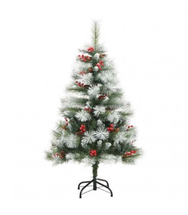 vidaXL Artificial Hinged Christmas Tree with Cones and Berries 120 cm