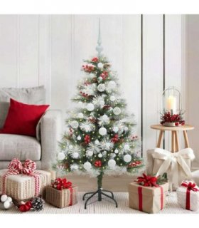 vidaXL Artificial Hinged Christmas Tree with Cones and Berries 120 cm
