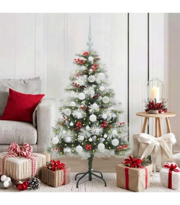 vidaXL Artificial Hinged Christmas Tree with Cones and Berries 120 cm