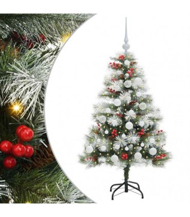 vidaXL Artificial Hinged Christmas Tree with Cones and Berries 120 cm