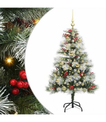 vidaXL Artificial Hinged Christmas Tree with Cones and Berries 120 cm