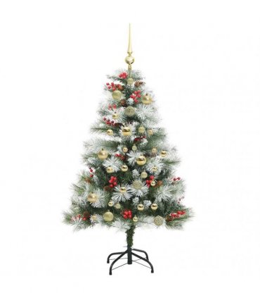vidaXL Artificial Hinged Christmas Tree with Cones and Berries 120 cm