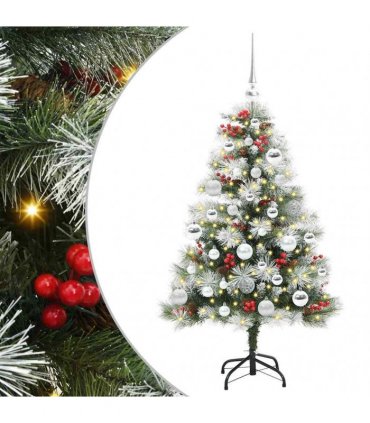 vidaXL Artificial Hinged Christmas Tree with Cones and Berries 120 cm