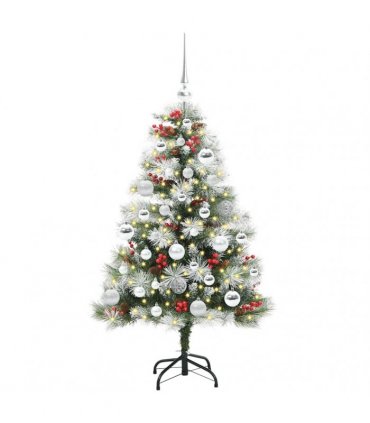 vidaXL Artificial Hinged Christmas Tree with Cones and Berries 120 cm