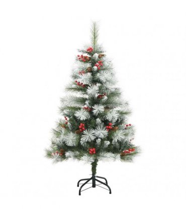 vidaXL Artificial Hinged Christmas Tree with Cones and Berries 120 cm