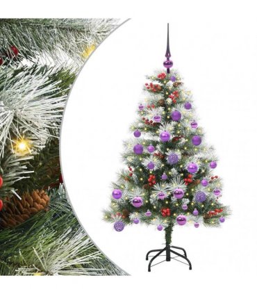 vidaXL Artificial Hinged Christmas Tree with Cones and Berries 120 cm