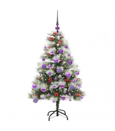 vidaXL Artificial Hinged Christmas Tree with Cones and Berries 120 cm