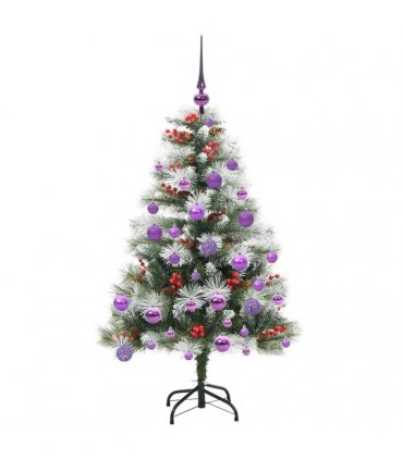 vidaXL Artificial Hinged Christmas Tree with Cones and Berries 120 cm