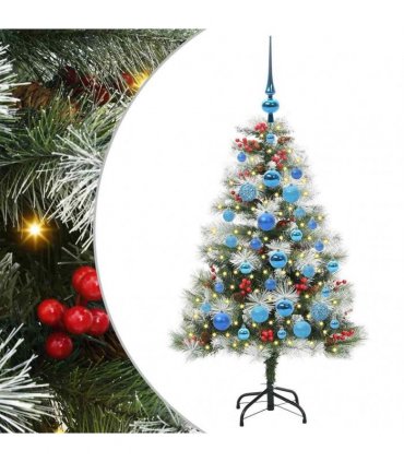 vidaXL Artificial Hinged Christmas Tree with Cones and Berries 120 cm