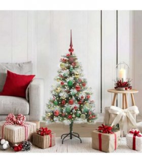 vidaXL Artificial Hinged Christmas Tree with Cones and Berries 120 cm