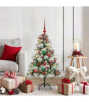 vidaXL Artificial Hinged Christmas Tree with Cones and Berries 120 cm
