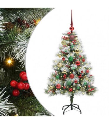 vidaXL Artificial Hinged Christmas Tree with Cones and Berries 120 cm