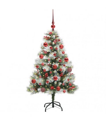 vidaXL Artificial Hinged Christmas Tree with Cones and Berries 150 cm
