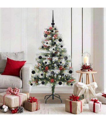 vidaXL Artificial Hinged Christmas Tree with Cones and Berries 150 cm