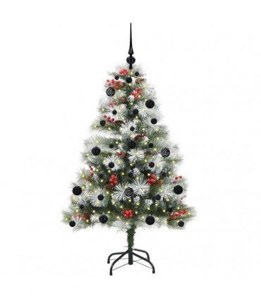 vidaXL Artificial Hinged Christmas Tree with Cones and Berries 150 cm