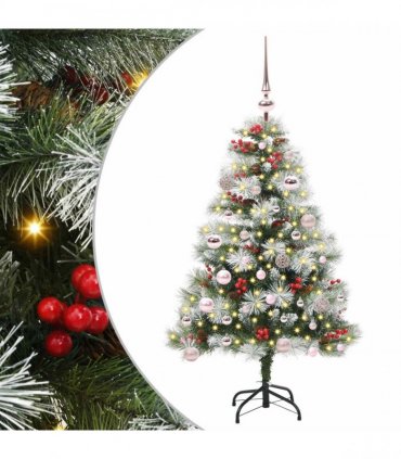 vidaXL Artificial Hinged Christmas Tree with Cones and Berries 150 cm