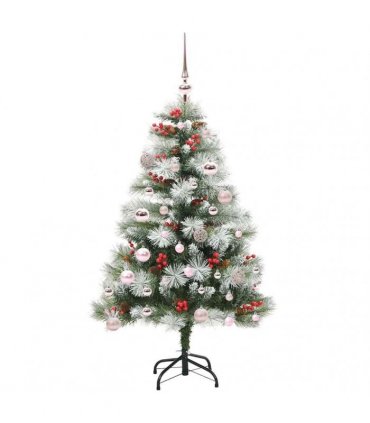 vidaXL Artificial Hinged Christmas Tree with Cones and Berries 150 cm