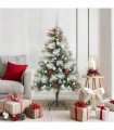 vidaXL Artificial Hinged Christmas Tree with Cones and Berries 150 cm