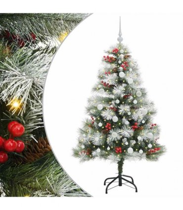 vidaXL Artificial Hinged Christmas Tree with Cones and Berries 150 cm