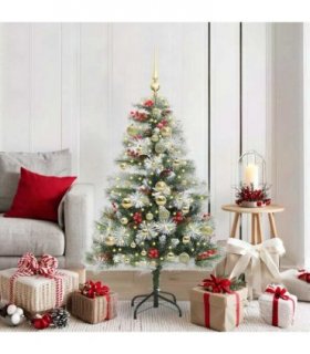 vidaXL Artificial Hinged Christmas Tree with Cones and Berries 150 cm