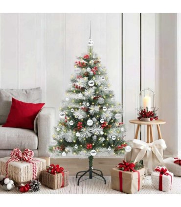 vidaXL Artificial Hinged Christmas Tree with Cones and Berries 150 cm