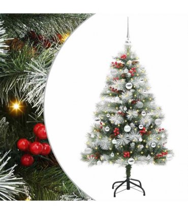 vidaXL Artificial Hinged Christmas Tree with Cones and Berries 150 cm