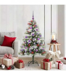 vidaXL Artificial Hinged Christmas Tree with Cones and Berries 150 cm