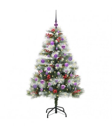 vidaXL Artificial Hinged Christmas Tree with Cones and Berries 150 cm