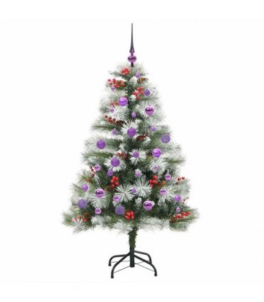 vidaXL Artificial Hinged Christmas Tree with Cones and Berries 150 cm