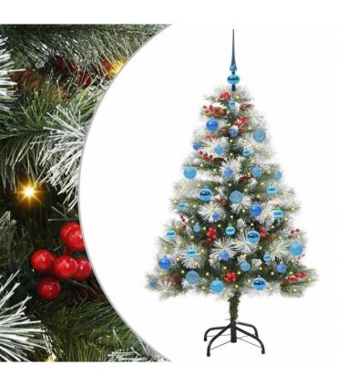 vidaXL Artificial Hinged Christmas Tree with Cones and Berries 150 cm
