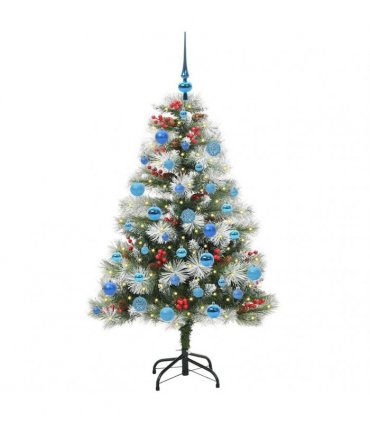 vidaXL Artificial Hinged Christmas Tree with Cones and Berries 150 cm