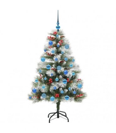 vidaXL Artificial Hinged Christmas Tree with Cones and Berries 150 cm