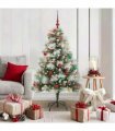 vidaXL Artificial Hinged Christmas Tree with Cones and Berries 150 cm