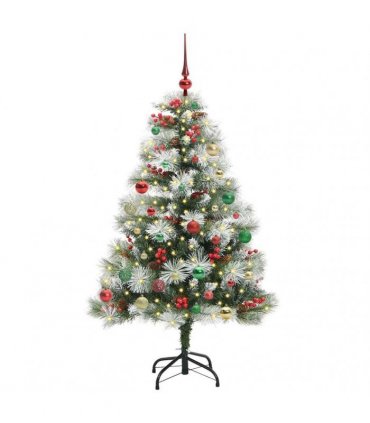 vidaXL Artificial Hinged Christmas Tree with Cones and Berries 150 cm