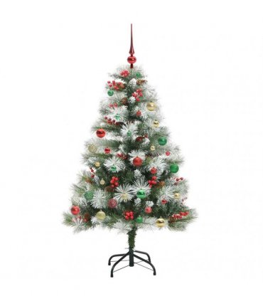 vidaXL Artificial Hinged Christmas Tree with Cones and Berries 150 cm