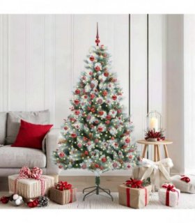 vidaXL Artificial Hinged Christmas Tree with Cones and Berries 180 cm