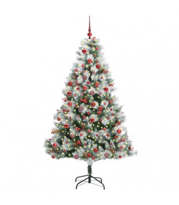 vidaXL Artificial Hinged Christmas Tree with Cones and Berries 180 cm