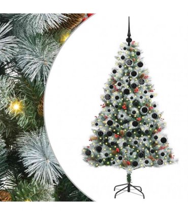 vidaXL Artificial Hinged Christmas Tree with Cones and Berries 180 cm