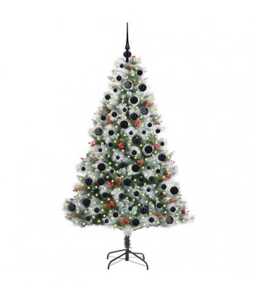 vidaXL Artificial Hinged Christmas Tree with Cones and Berries 180 cm