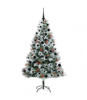 vidaXL Artificial Hinged Christmas Tree with Cones and Berries 180 cm