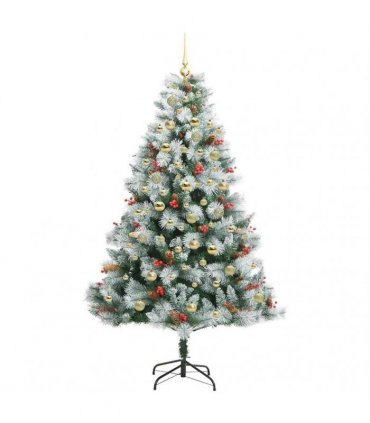 vidaXL Artificial Hinged Christmas Tree with Cones and Berries 180 cm