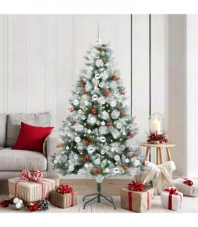 vidaXL Artificial Hinged Christmas Tree with Cones and Berries 180 cm