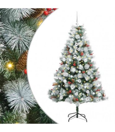 vidaXL Artificial Hinged Christmas Tree with Cones and Berries 180 cm