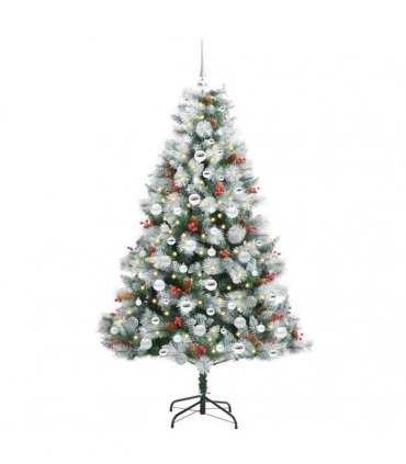 vidaXL Artificial Hinged Christmas Tree with Cones and Berries 180 cm