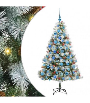 vidaXL Artificial Hinged Christmas Tree with Cones and Berries 180 cm