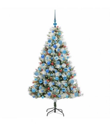vidaXL Artificial Hinged Christmas Tree with Cones and Berries 180 cm